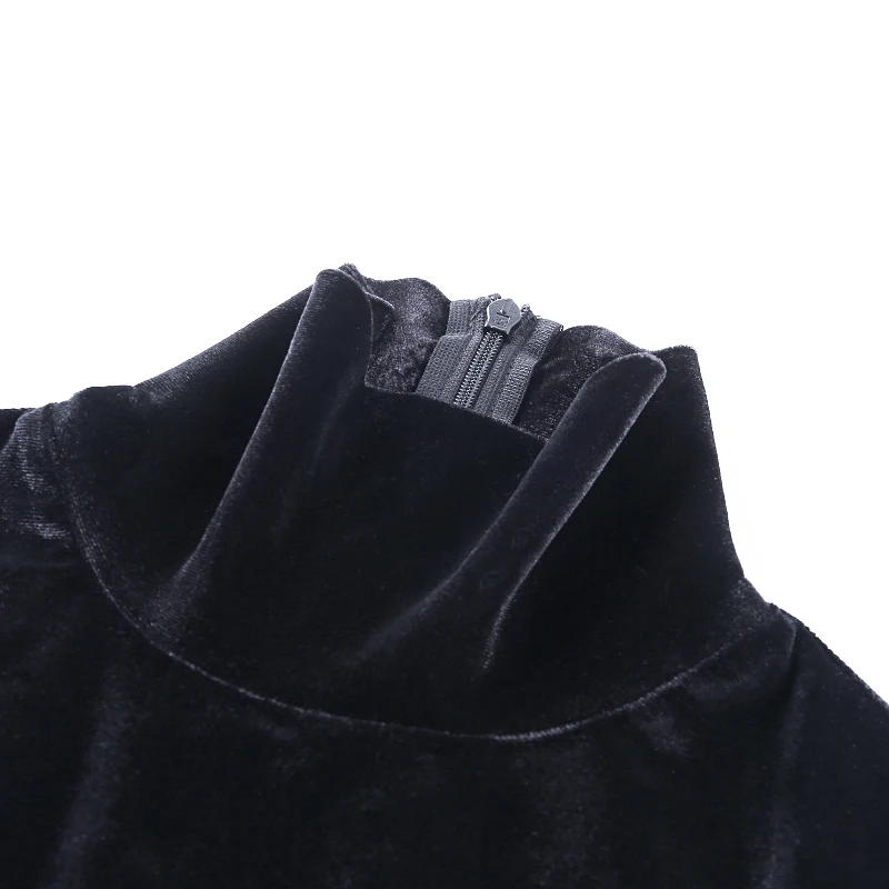 Черное облегающее платье с высокой талией кружевное Сетчатое длинным рукавом и