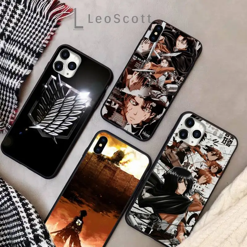 Чехол для телефона Attack on Titan с Эреном, Микасой и Леви для iPhone 11 12 Pro XS MAX 8 7 6 6S Plus X 5S SE 2020 XR.