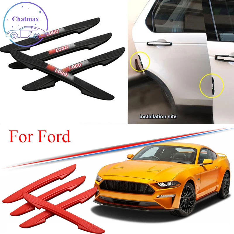 

Car Door Bumper Trim Universal For Ford Mustang Fiesta Mondeo Explorer 4Pcs PVC Anti-Collision Strip Protector Strip