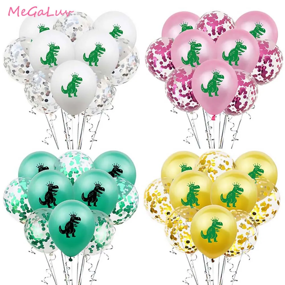 

10Pcs/lot 12inch Dinosaur Confetti Latex Balloon Jungle Wild Animal Party Globos Baby Shower Kids Birthday Decoration Air Ballon
