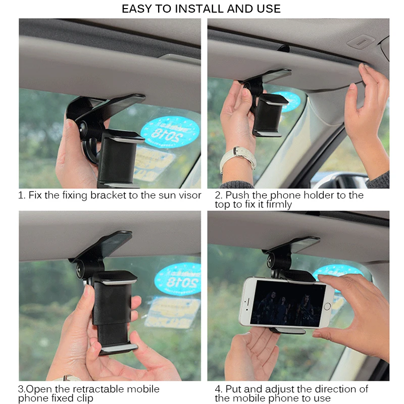 TIOODRE Adjustable Safe Sun Visor Car Phone Holder Install On Mirror Handle Navigation Clip For Mobile New | Автомобили и