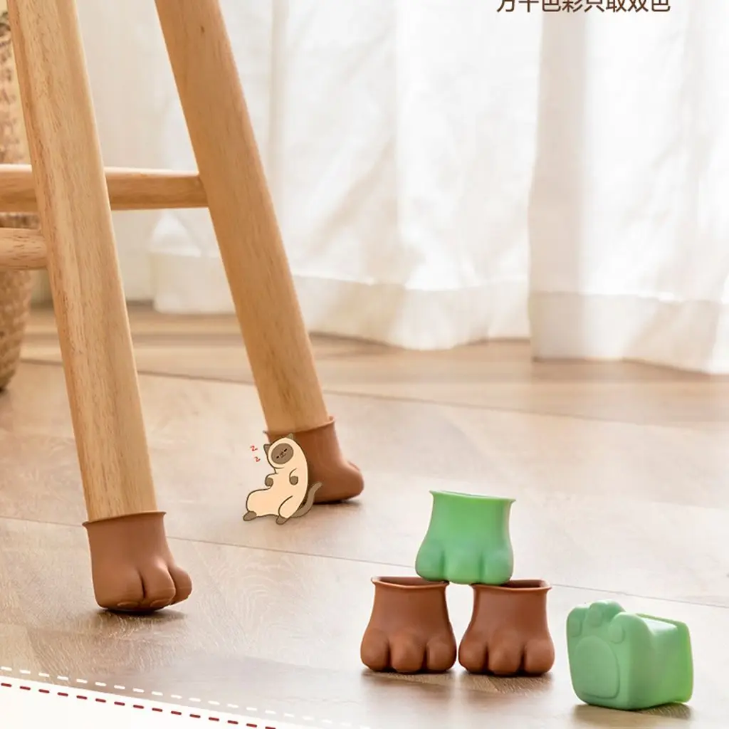 

4Pcs Silicon Table Feet Caps Anti-slip Chair Leg Wood Floor Protection Mat Chair Feet Cover Furniture Parts