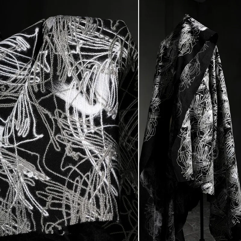 

50cm*150cm/piece Woolen compound three-dimensional woolen thick coat designer fabric