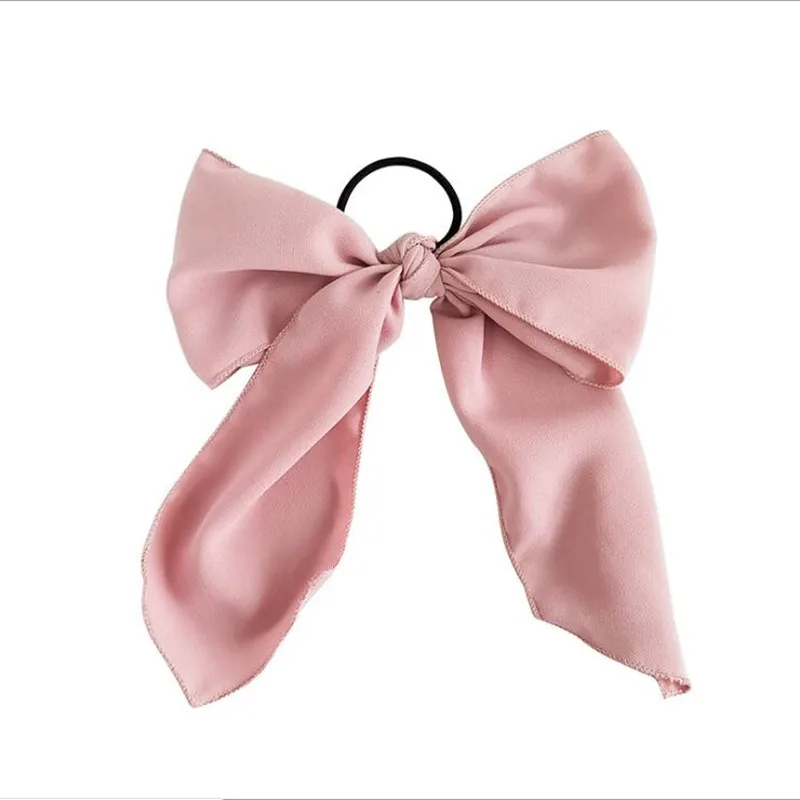 

2021 New Chiffon Bowknot Silk Hair Scrunchies Women Pearl Ponytail Holder Hair Tie Hair Rope Rubber Bands Hair Accessories