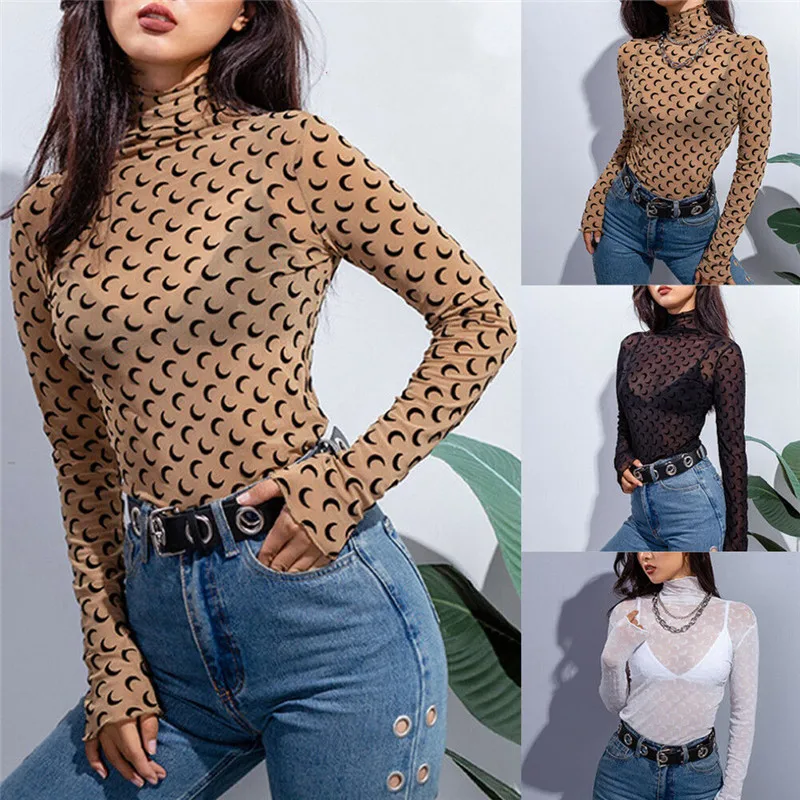 Женские футболки футболка с длинным рукавом женские сетчатые прозрачные майки