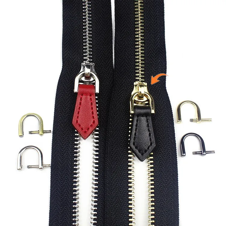 Кожаная застежка молния в форме бриллианта 3 шт. бронзовое кольцо для шитья