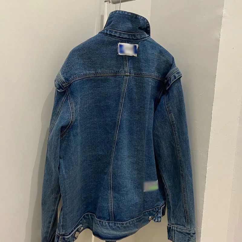 

TWOTWINSTYLE Casual Solid Denim Jacket For Women Lapel Long Sleeve Vintage Jackets Female Fashion New Clothing 2021 Spring Tide