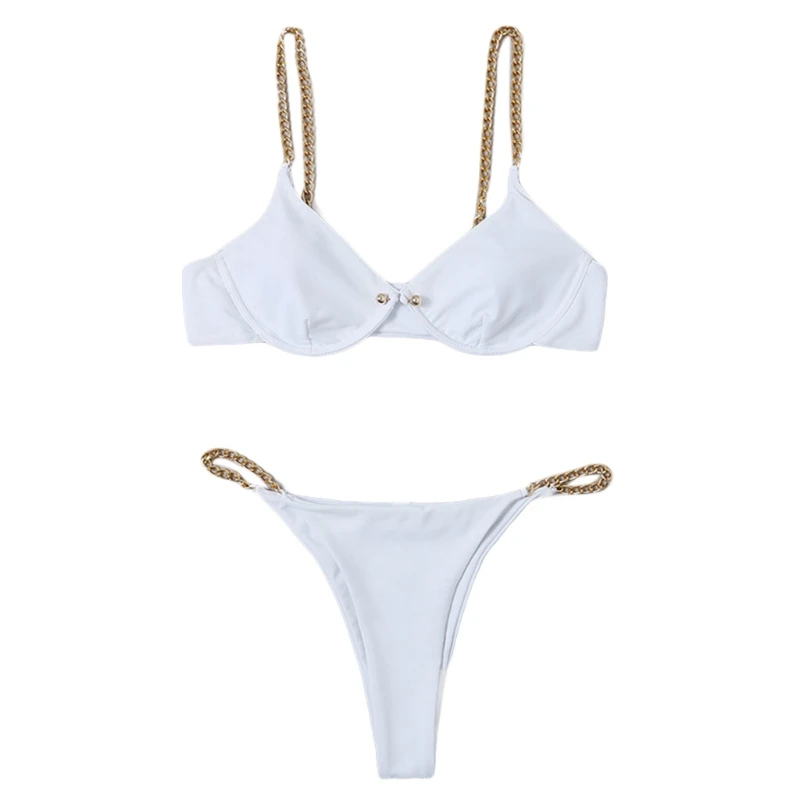 

57ED Bikini Set Swimsuit Swimwear Women Bikini Sexy Summer Beachwear Chain Clause Bathing Suit Push Up Swimming Suit Women