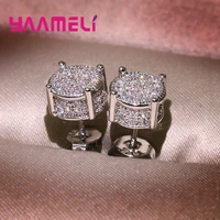 925 sterling silver starry sky stud earrings cubic zircon gem wholesale women girls ear brincos jewelry pendientes