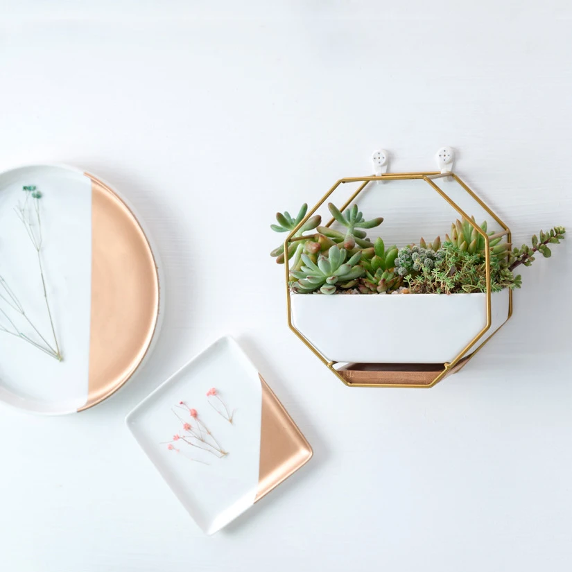 Подвесной цветочный горшок в скандинавском стиле керамический геометрический