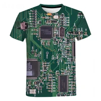 summer new computer cpu core heart circuit novelty 3d printing t shirt hacker t shirt mens graphics t shirt mens womens