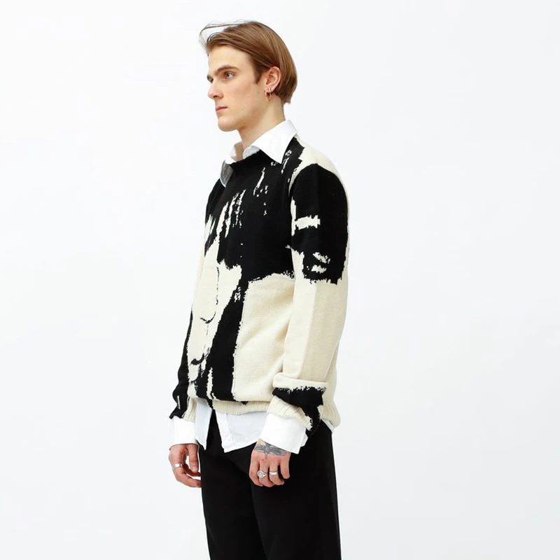 Свитер мужской хлопковый трикотажный в японском стиле Харадзюку осень 2021 |