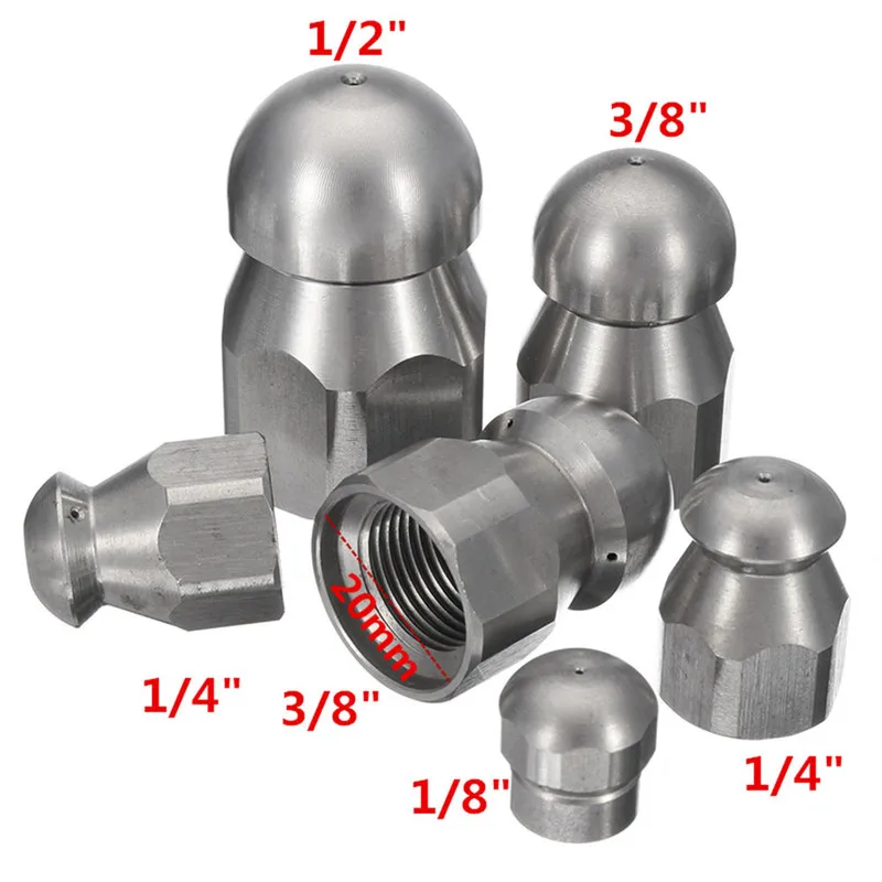 

3/8" 1/8" 1/4" 1/2" Pressure Washer Clean Jetter Nozzle For Home Garden Supplies Drain Hose Nozzle Sewer