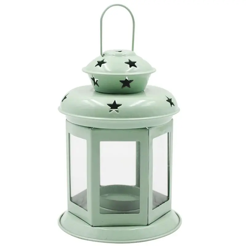 Европейский металлический подсвечник стеклянный Ретро ветрозащитный с лампой