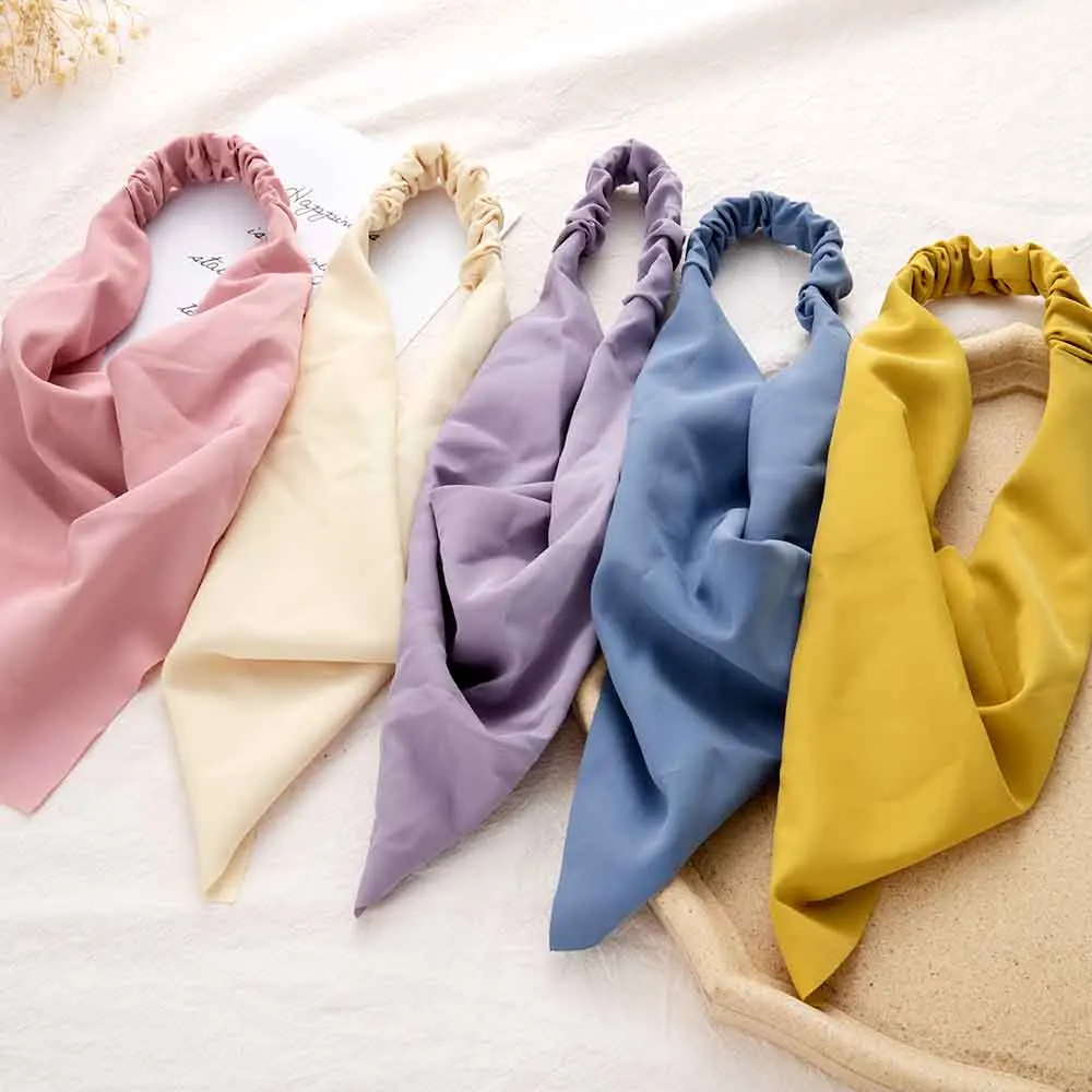 

New Headscarf Macaron Elastic Band Elastic Wild Hairband Female Triangle Scarf Spring and Summer Accessories Wholesale