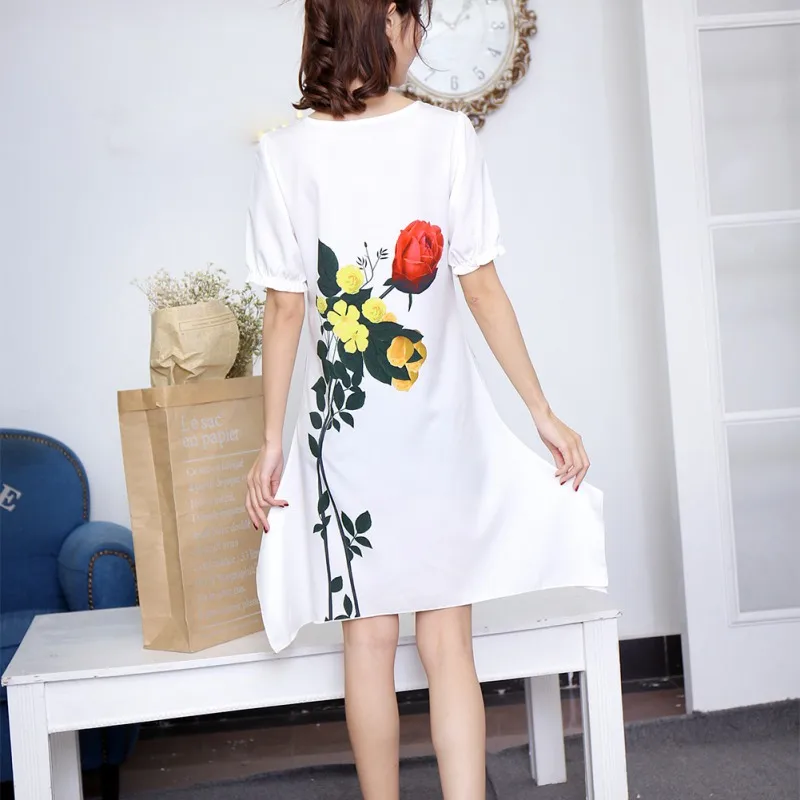 Женское платье трапециевидной формы с круглым вырезом и коротким рукавом vestidos