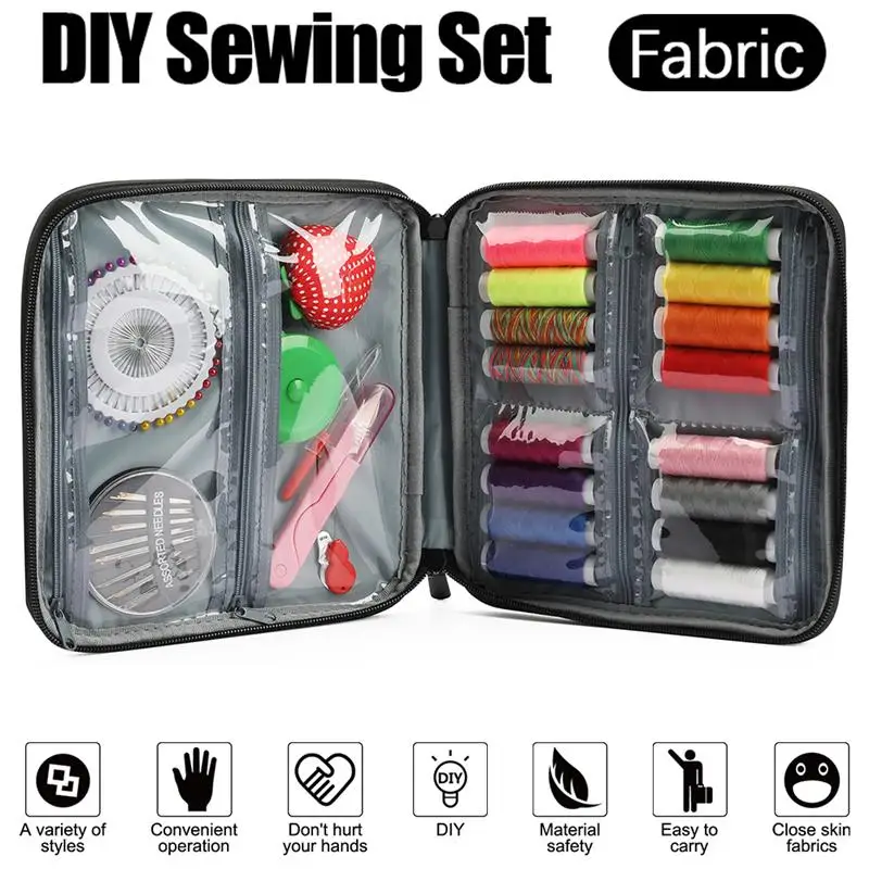 

Sewing Set DIY Knitting Needle Multiple Color Threads Storage Bag Fabric Sew Tools Accessories Sewing Kits For Old Man Family