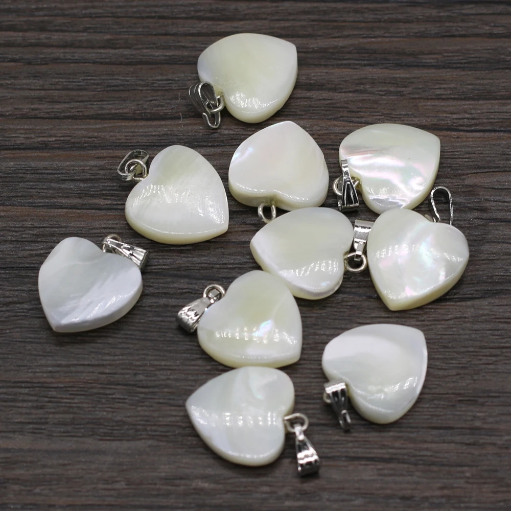 

4Pcs Small Pendant Natural White Shell Heart-Shaped Charms for DIY Necklace Earring Accessories Unisex Jewelry Gift 15x15mm