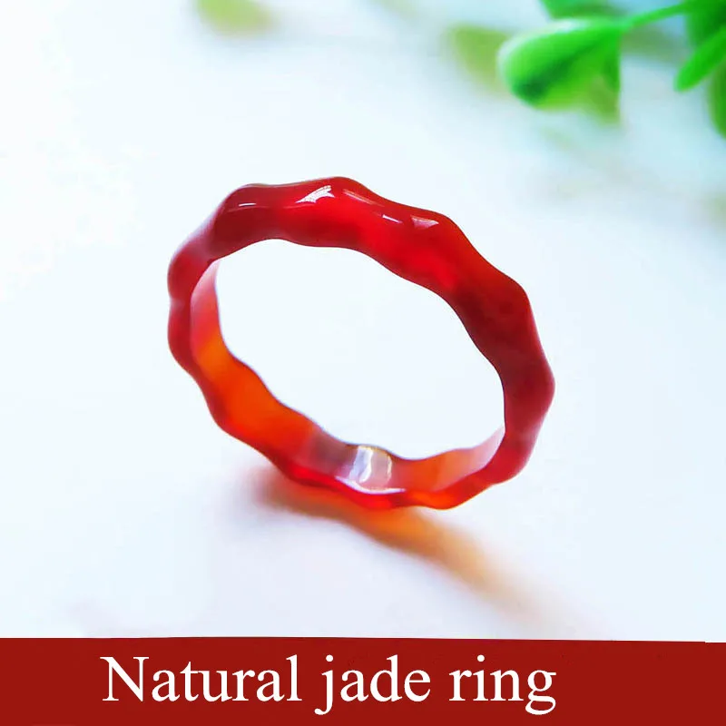 Кольцо из бамбука с нефритом красным агатом 3 мм | Украшения и аксессуары