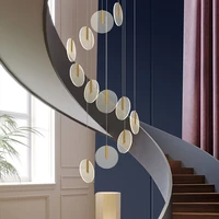 led chandelier for high ceilings villa stairs round hanging pendant suspension lamps in spiral stair loft modern luminaire
