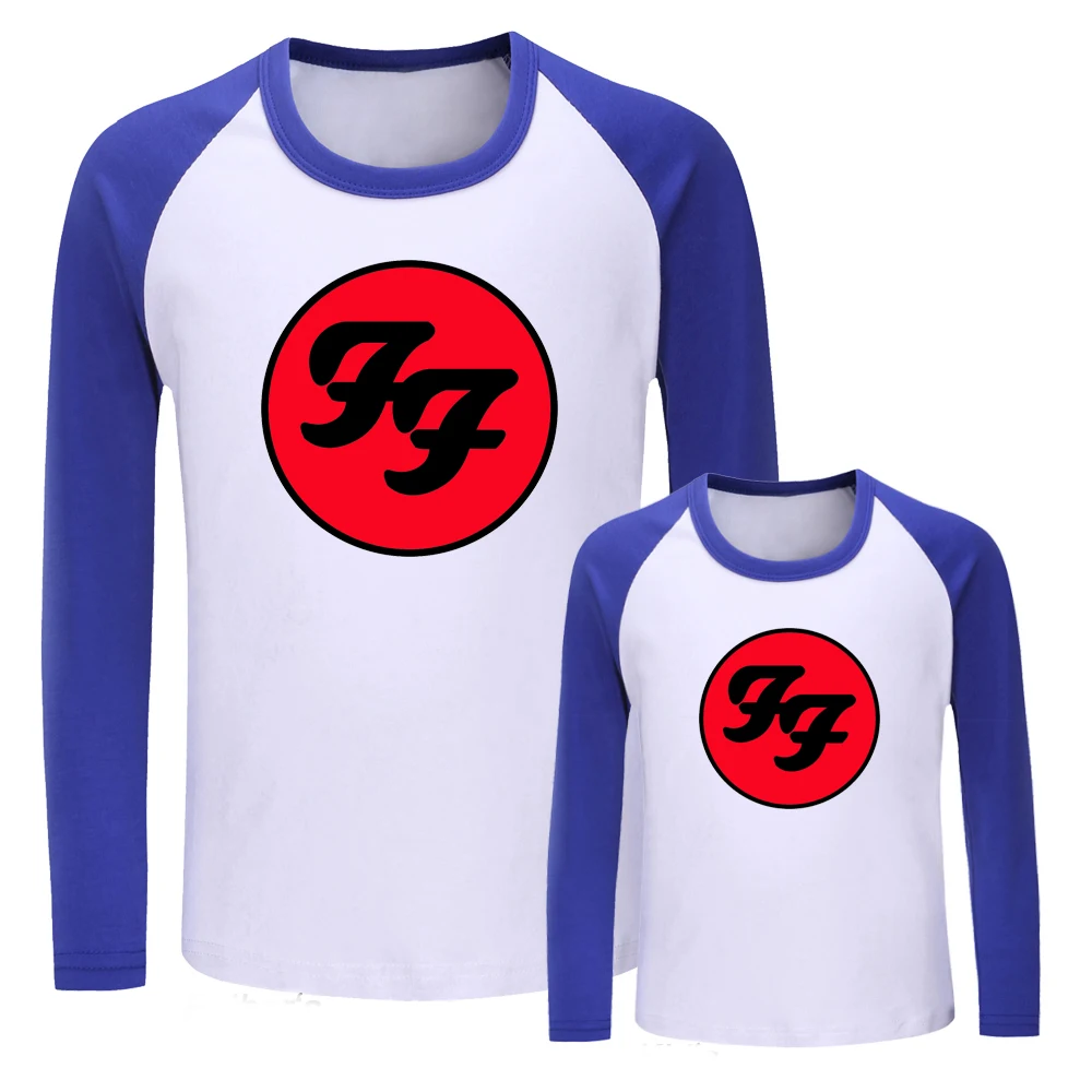 ACDC Rock Funny Foo Fighters Band Design Matching Family Outfits T-shirt Dad Mom Daughter Son Long Sleeve Tee Printed Tops Gift | Мать и