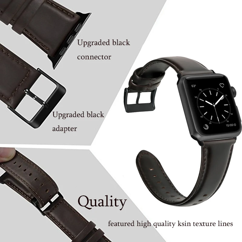 Ремешок из натуральной кожи для Apple Watch band 38 мм 40 42 44 браслет iWatch Series 5/4/3/2/1