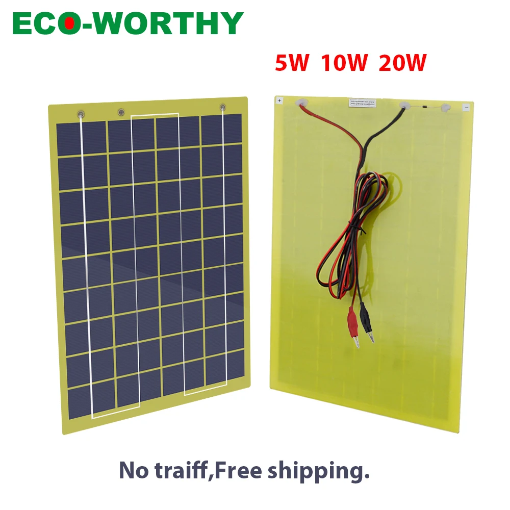 Портативная солнечная панель ECOWORTHY 10 Вт 5 20 12 В комплект солнечных панелей для