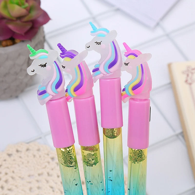 Милая гелевая ручка с единорогом и зыбучим песком украшение блестками подпись