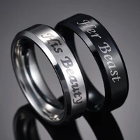 romantic couple rings wedding jewelry for lovers beauty and the beast stainless steel rings engagement promise jewelry ring