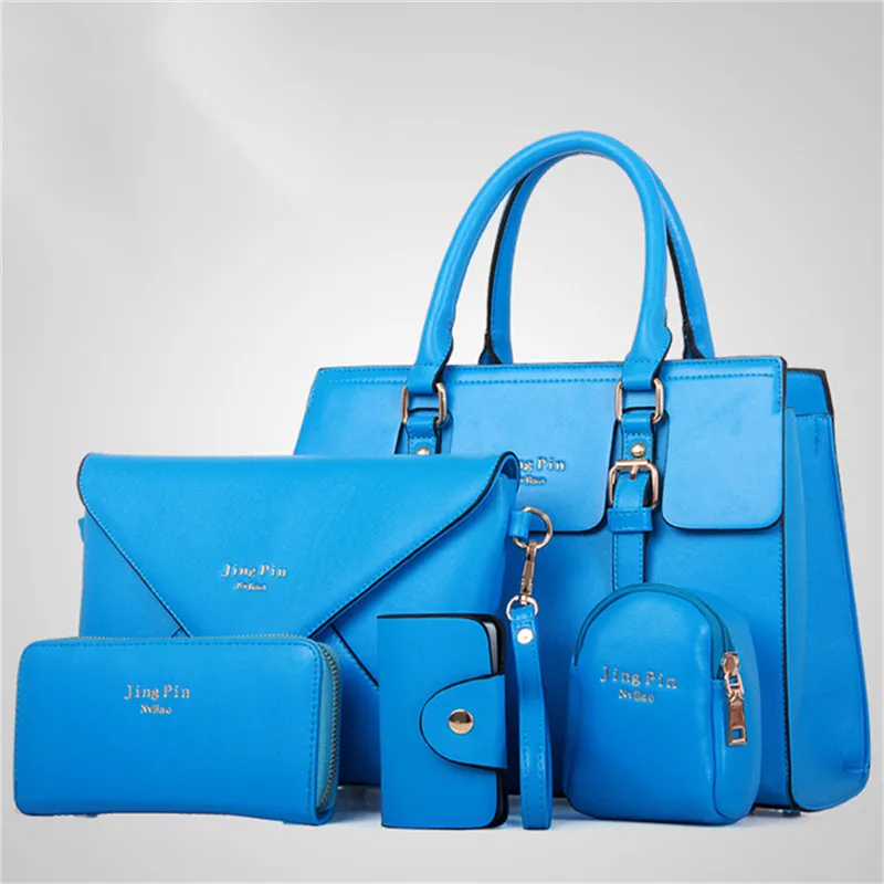 

Fashion Women 5 Piece/set Handbag Purse Set Classic Messenger Bag Imitation Leather Shoulder Bag 6 Colors Ladies PU Bag