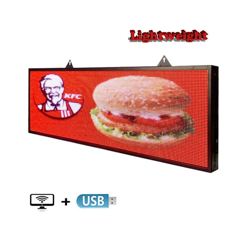 Ultra Bright 5500Nits Outdoor LED USB RGB Color 39”x14” P5 For Store Display Scrolling Messages Electronic Sign Free Design Ads |