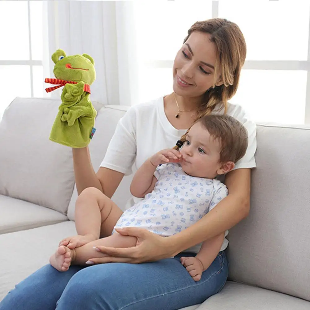 Leuke мультфильм Dieren Aap Handpop Pop Speelgoed Kikker Eend Pluche Baby Comfortabele Handdoek|Куклы| |