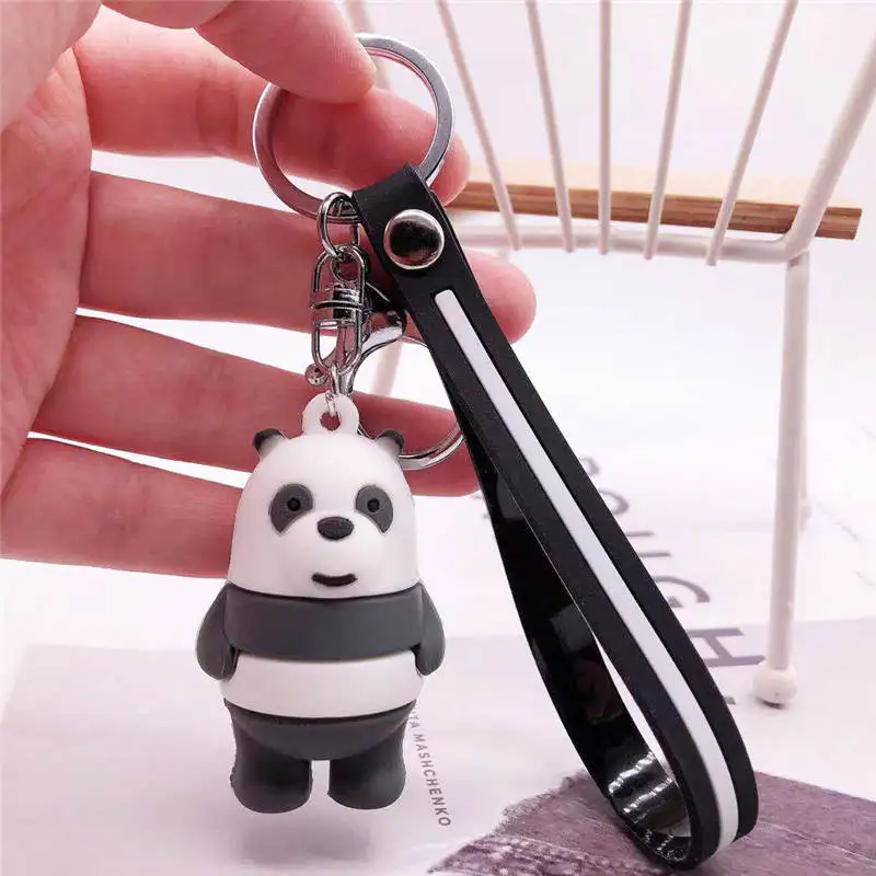 panda 1 LXJERY 3 вида стилей милый мультяшный медведь панда полярный медведь брелок ПВХ Мы Голые Медведи брелок для женщин сумка Шарм брелок подарки - Цвет: panda 1