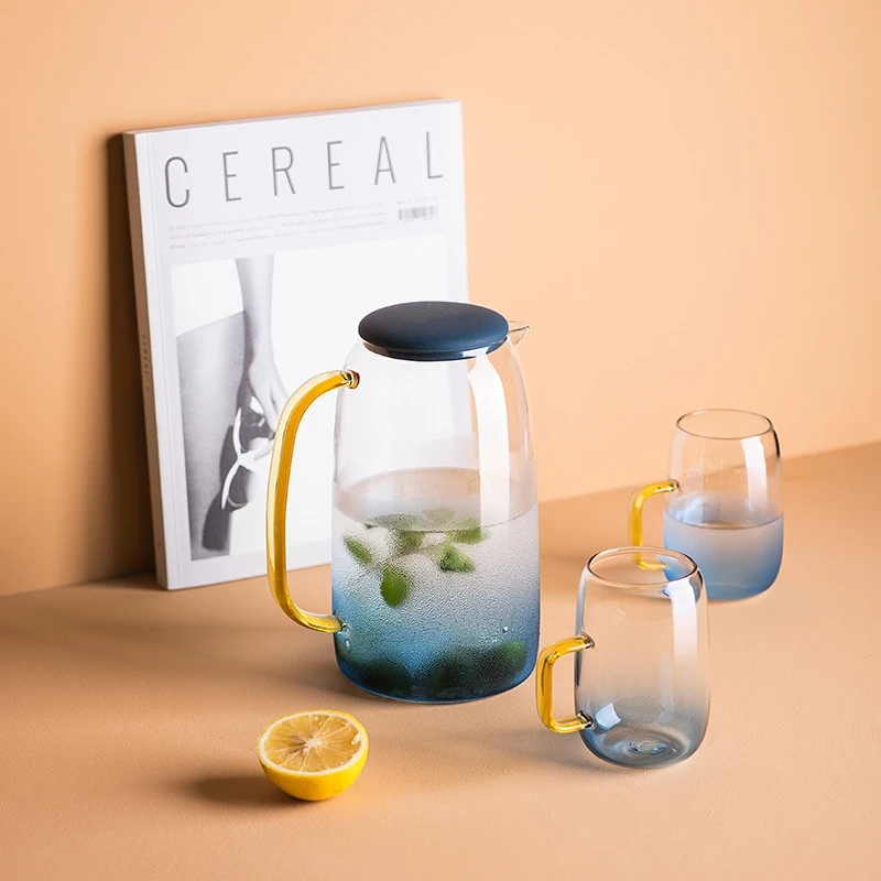 

1.4L Large Capacity Glass Water Kettle Teapot Household High Temperature Resistant Boiling Water Bottle with Handle and Seal Lid