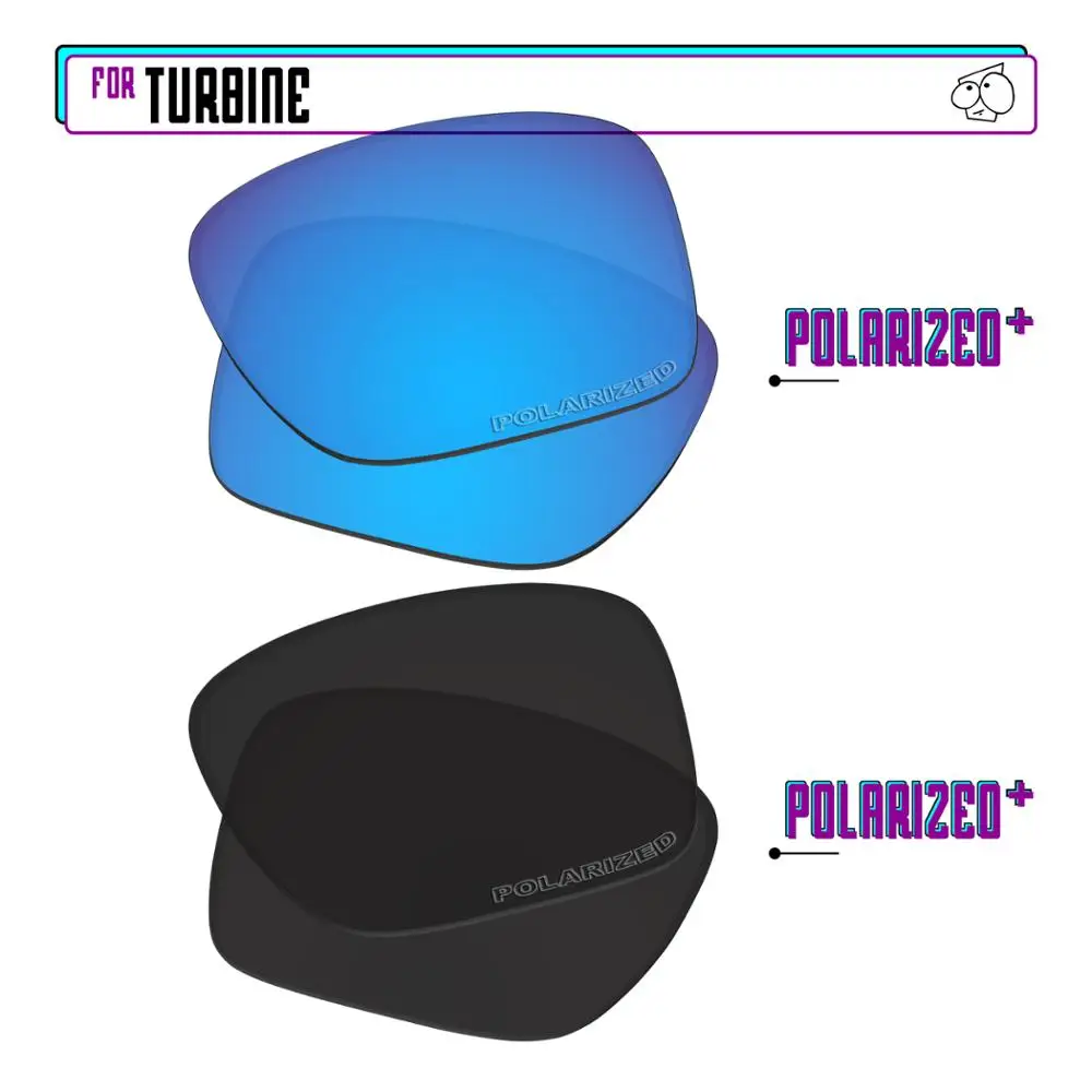 EZReplace Polarized Replacement Lenses for - Oakley Turbine Sunglasses - BlackPPlus-BluePPlus