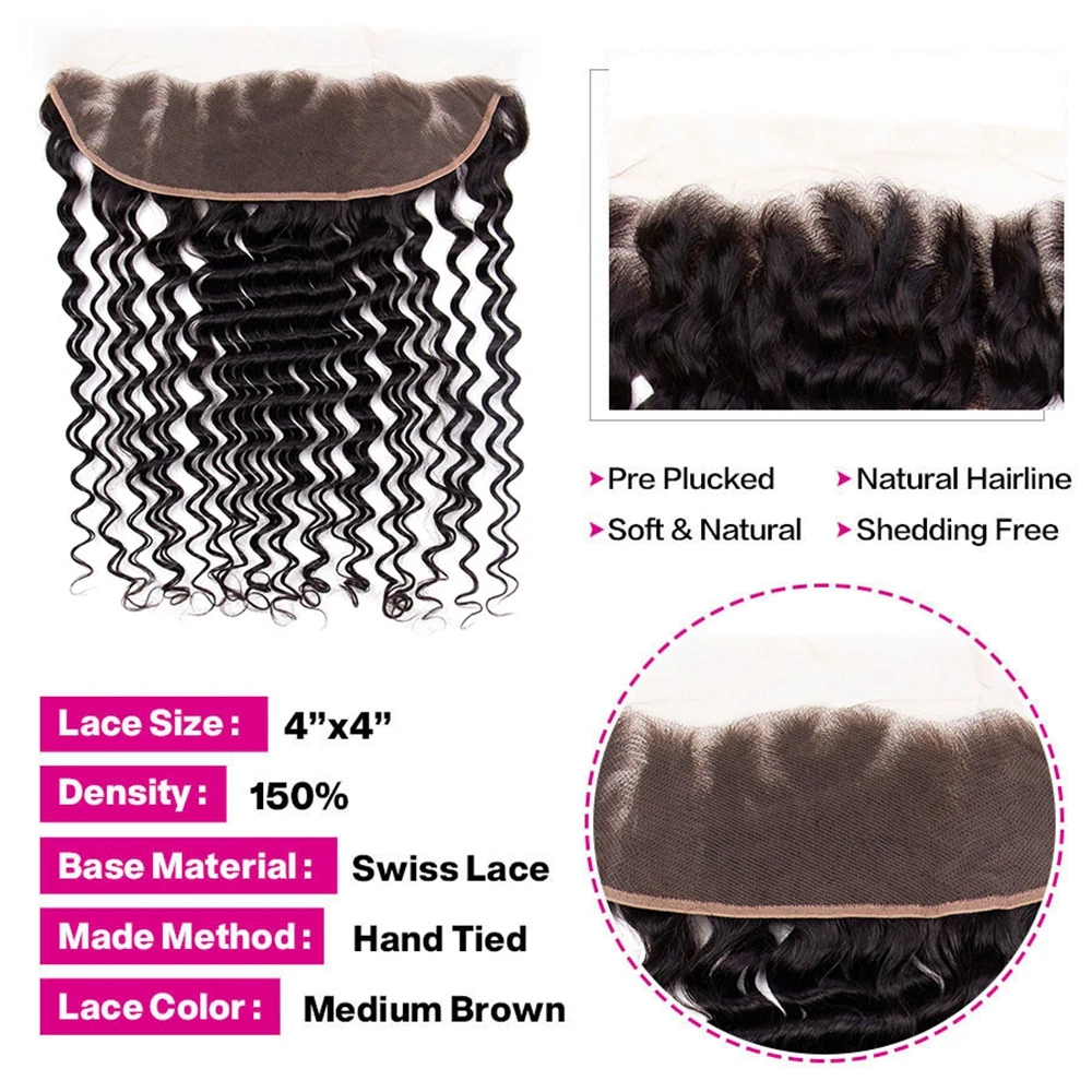 Пучки бразильских человеческих волос с волнистыми пучками 13X4 кружевными