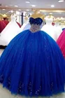 Женское бальное платье с кристаллами, ярко-синее платье для выпускного вечера, праздничное платье 16 Quinceanera 2020