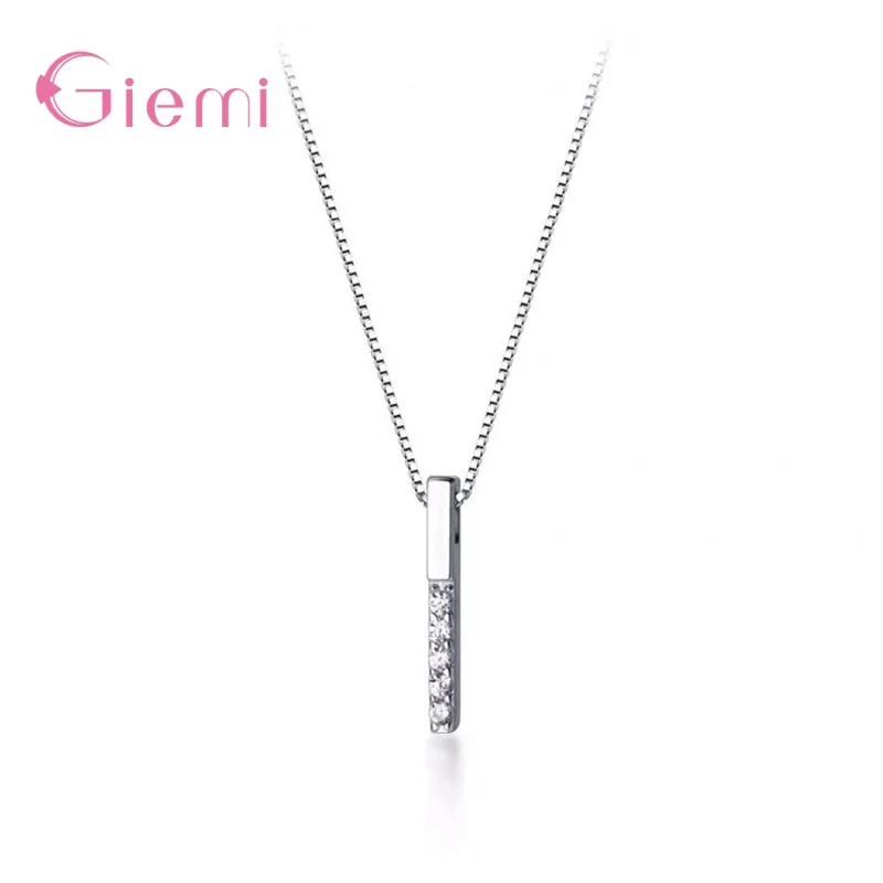 Exquisite Square Pendant Necklace 925 Sterling Silver Shiny Cubic Zirconia Collares Jewelry Fashion Necklace Gift bff infinity necklace 925 sterling silver aaa cubic zirconia cyrstal necklace always best friend sister forever gift p6093b