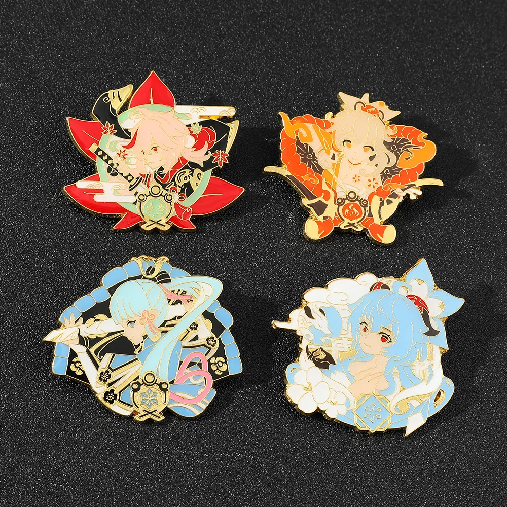 

Anime Game Genshin Impact Kamisato Ayaka Kaedehara Kazuha Naganohara Yoimiya Cosplay Metal Brooch Pin Alloy Badge Props Gift