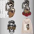 Термотрансферные нашивки с черепами для одежды, полоски на одежде