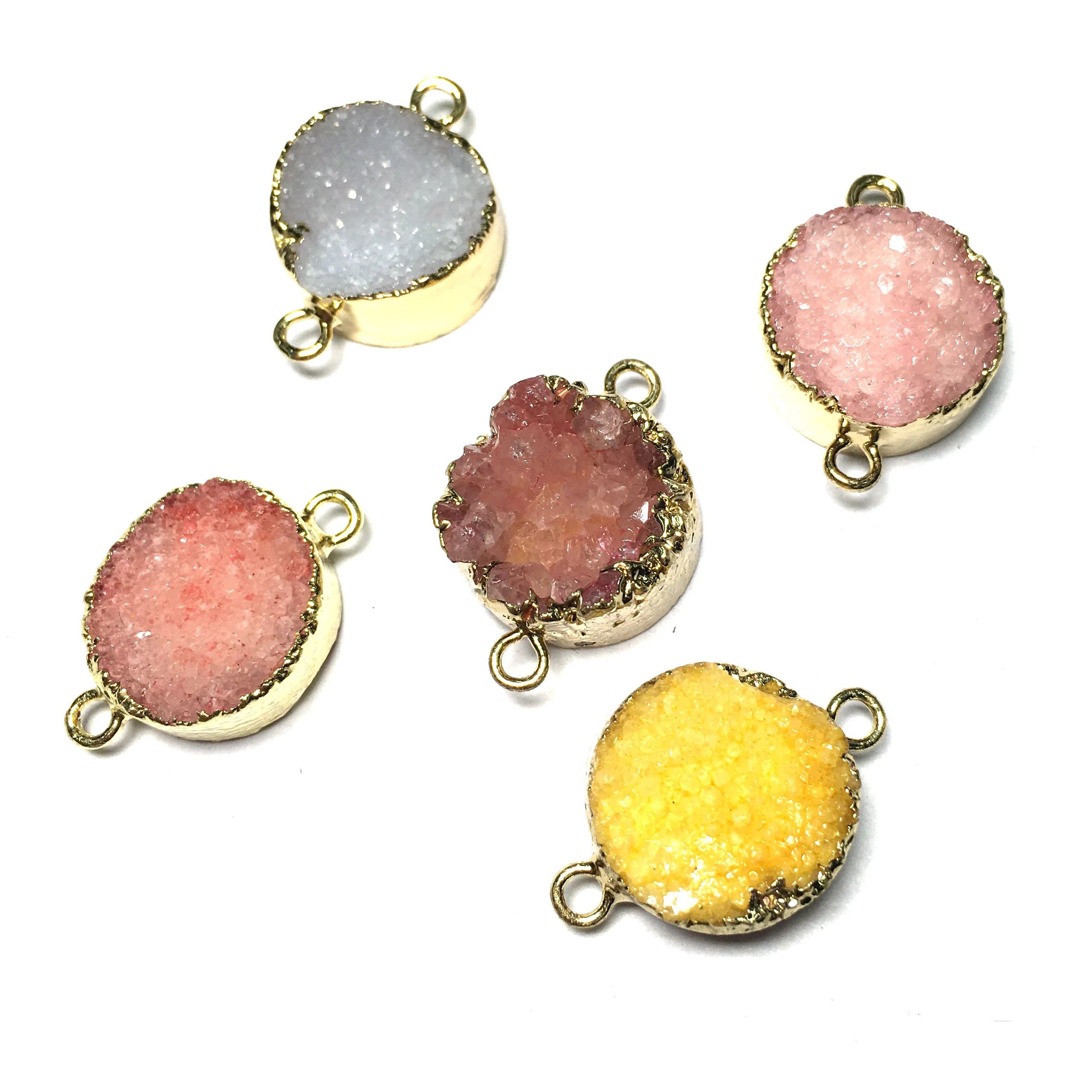 1pc natural round crystal agate random color connector fashion jewelry DIY bracelet necklace charm | Украшения и аксессуары