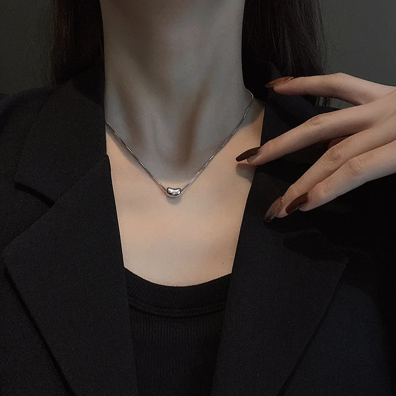 

Fashion Bean Pendant Necklace for Women Trendy Gold Silver Color Stainless Steel Choker Necklace Neck Chain Girls Jewelry Gift