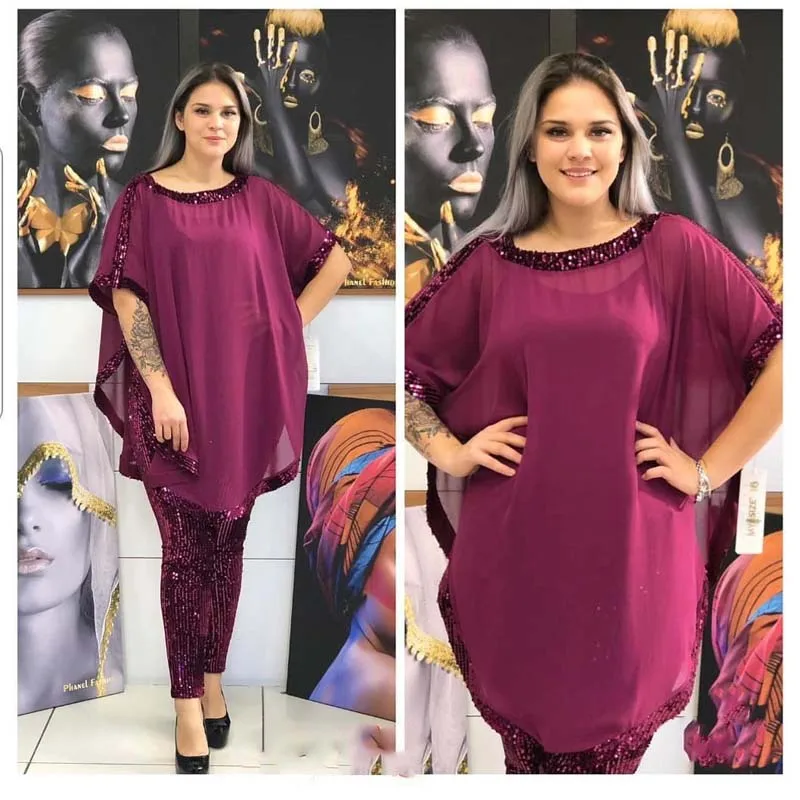 Комплект из двух предметов шифона и блесток Женская африканская одежда
