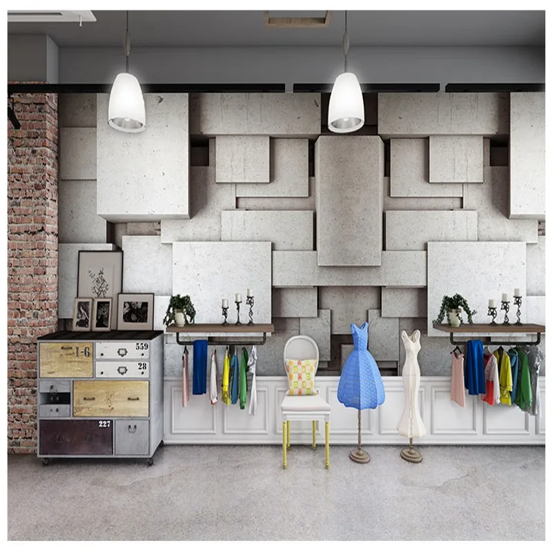 

Drop Shipping Custom Photo Wallpaper 3D Stereo Solid Geometry Studio Cafe Cafe Background Wallpaper Custom High Quality Mural