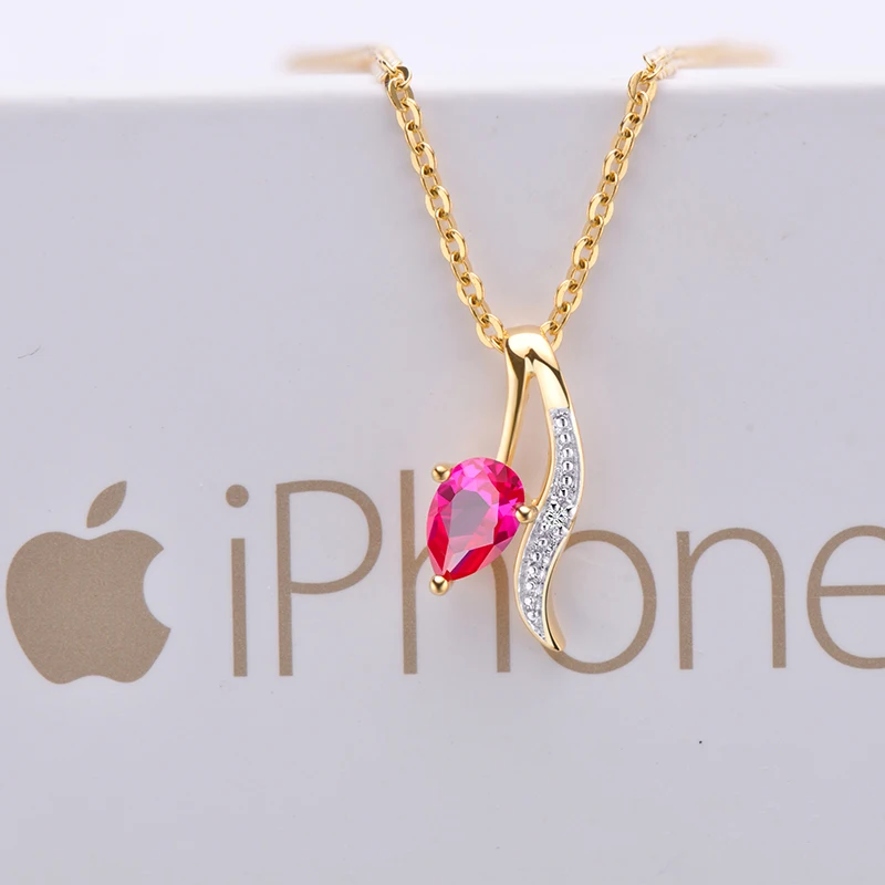 

925 Silver necklace made of 100% Silver and Ruby Stone pendant For Women