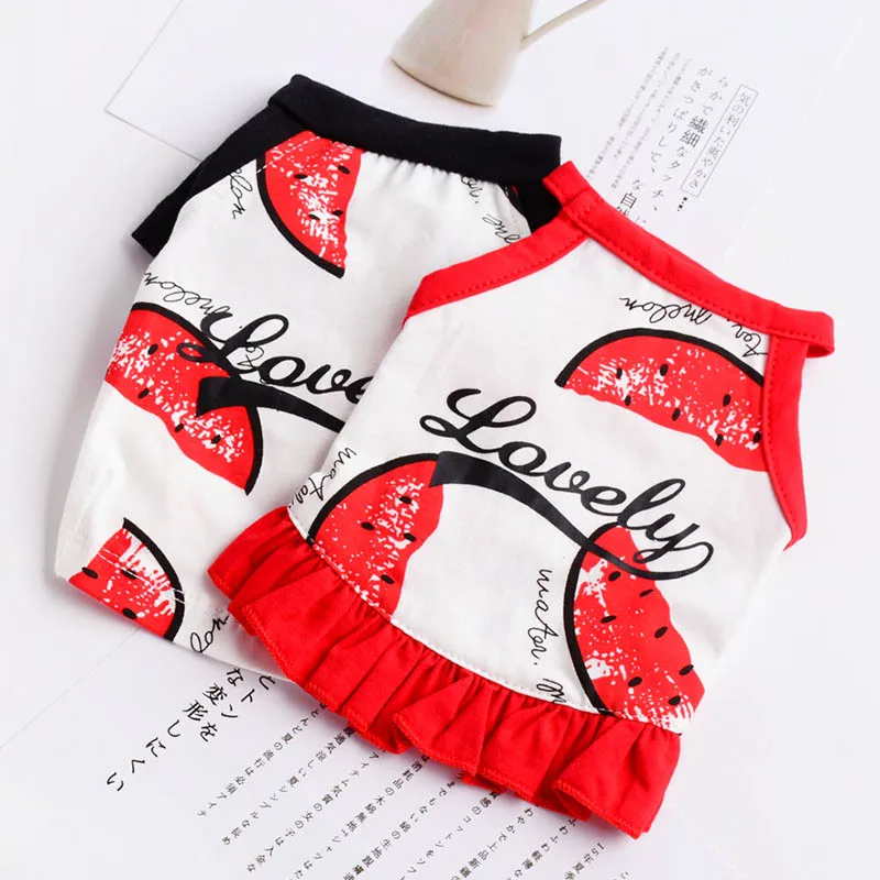 Одежда для собак с принтом арбуза летняя одежда щенков маленьких юбка чихуахуа