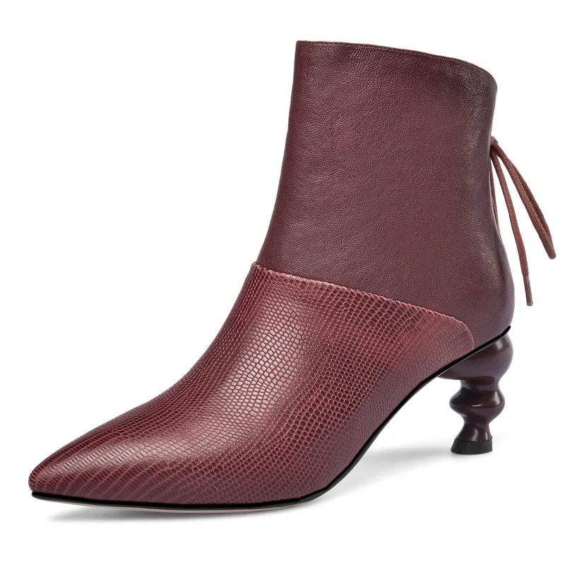 Женские ботильоны на высоком каблуке FEDONAS Брендовые из натуральной кожи с острым