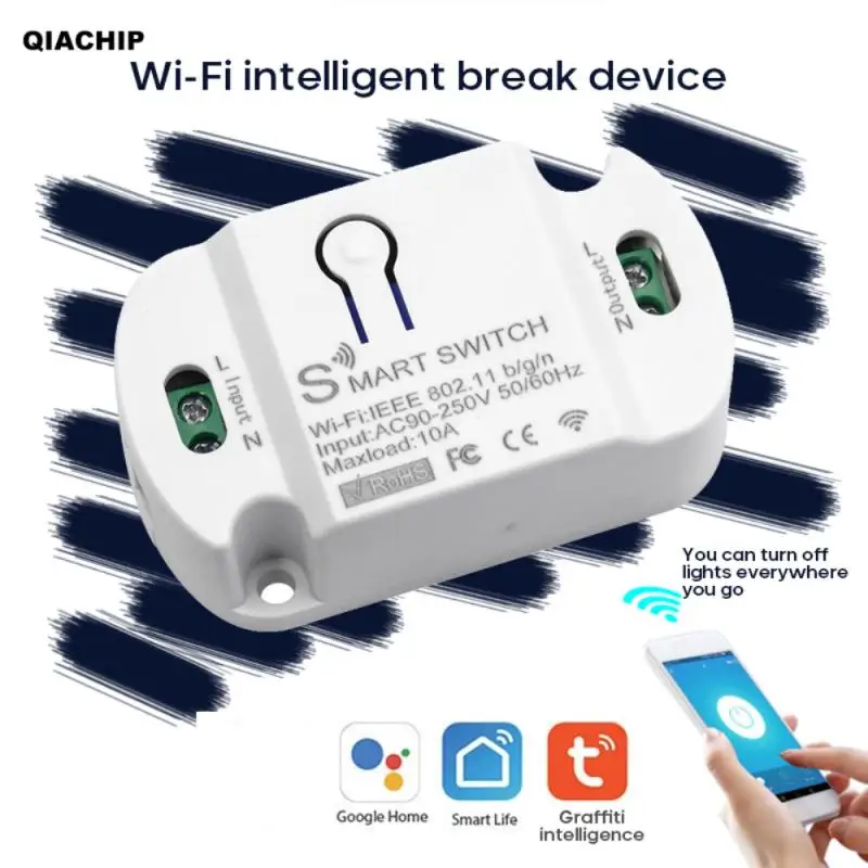 Модуль переключателя tuya smart life с Wi-Fi 10 А совместимый Alexa модуль Google Switch для