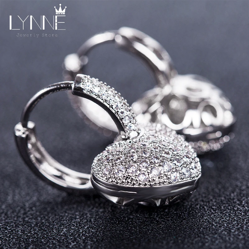 Подвеска в форме сердца стиле панк-рок с цирконием серьги-кольца двойного