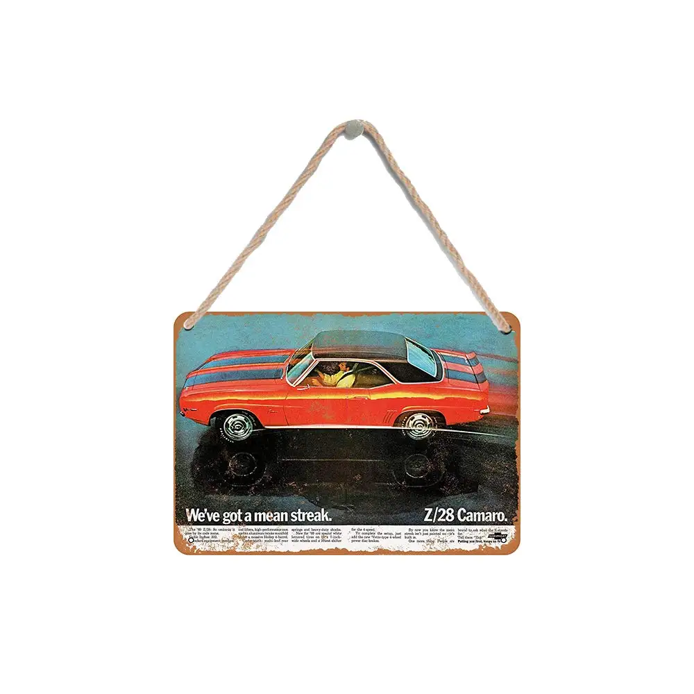 

Isaric деревянный подвесной знак 8X12 дюймов 1969 автомобильный арт Camaro Z/28 Забавный деревянный знак
